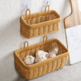 Classic rectangular plastic rattan storage basket, ideal for practical storage and stylish decorative use.